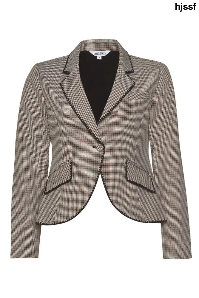 Agatha Jacket | Tan Houndstooth - 12 - Blazers