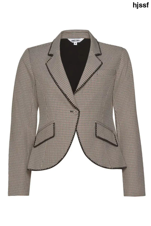 Agatha Jacket | Tan Houndstooth - 12 - Blazers