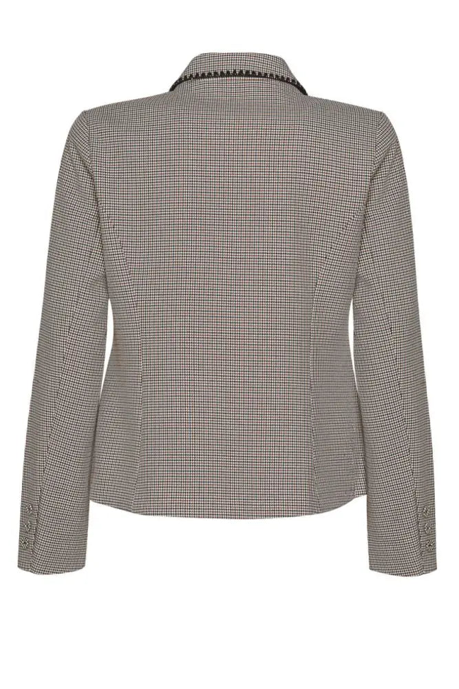 Agatha Jacket | Tan Houndstooth - Blazers