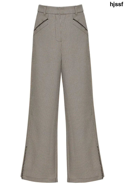 Agatha Pant | Tan Houndstooth - 10 - Pants