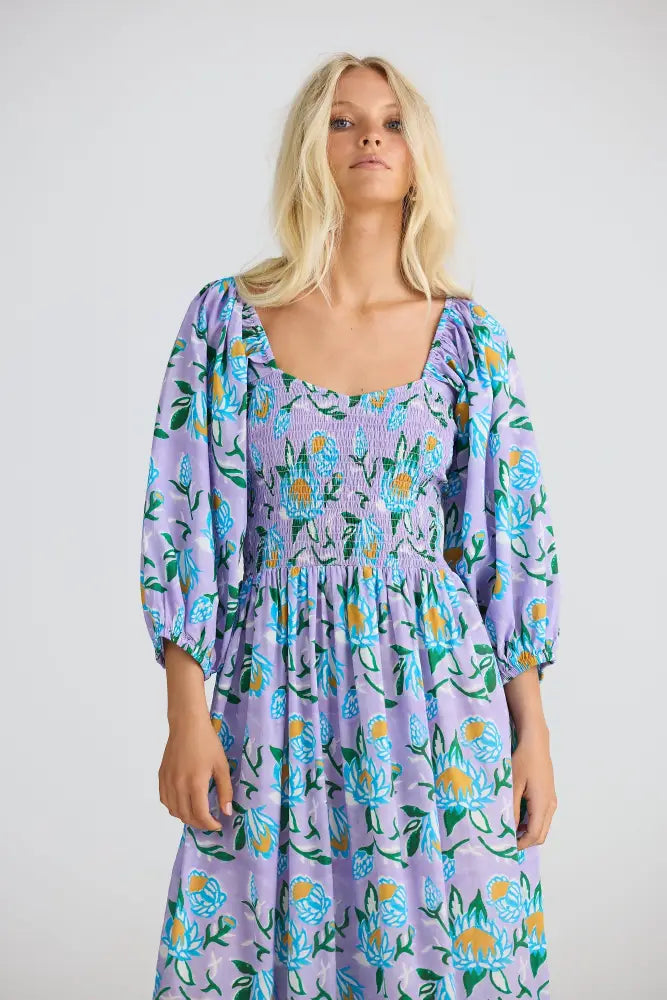 Emelina Midi Dress | Lilac Lotus - Dresses