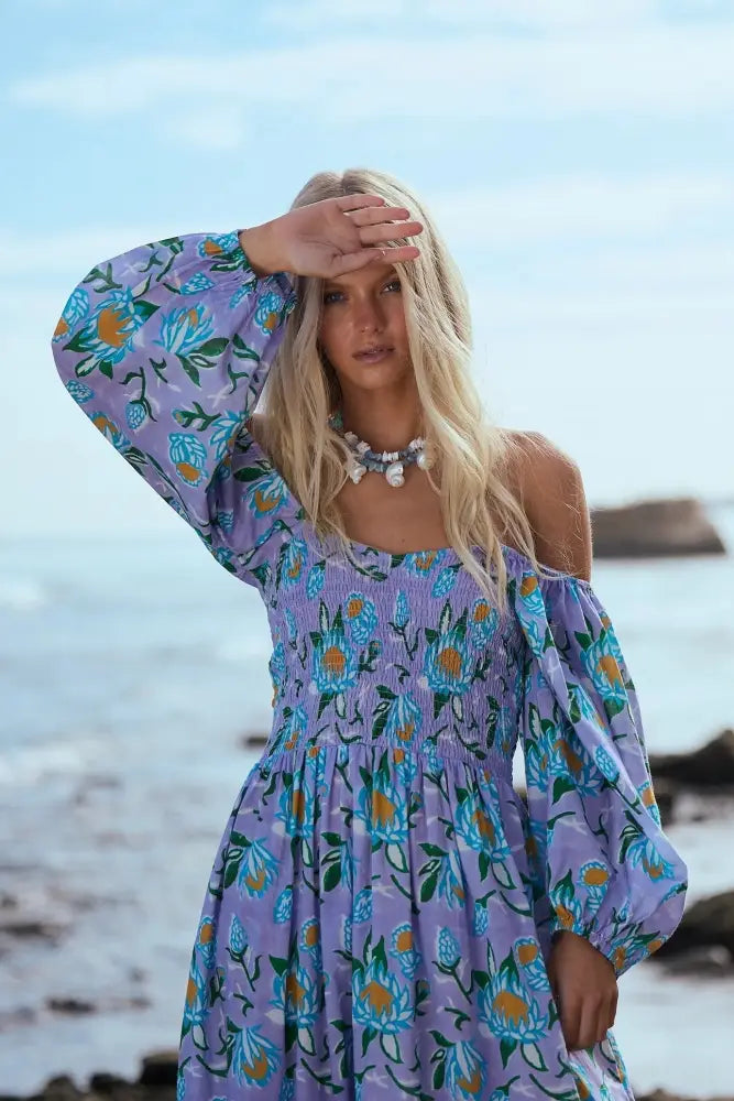 Emelina Midi Dress | Lilac Lotus - Dresses