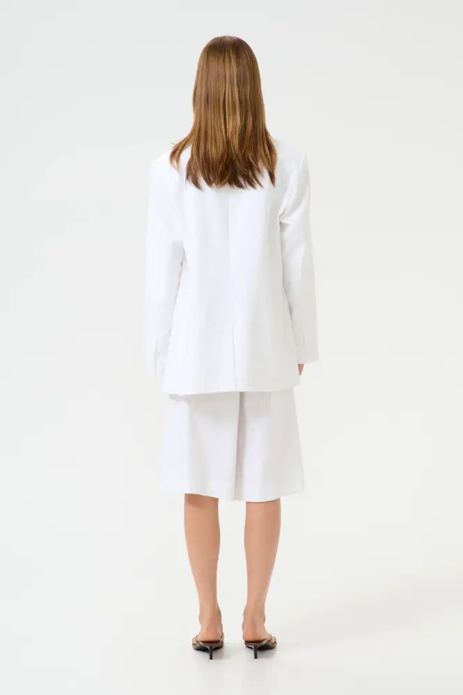 Izza Linen Blazer | Bright White - Jackets & Coats