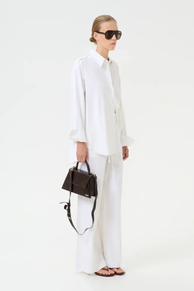 Izza Linen MW Pants | Bright White - Pants