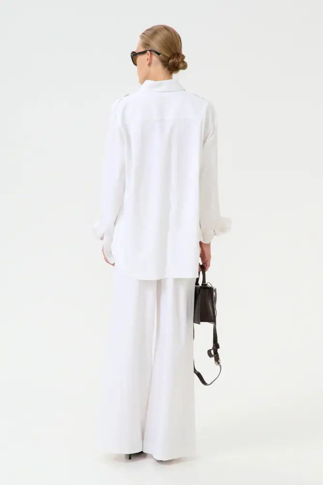 Izza Linen MW Pants | Bright White - Pants