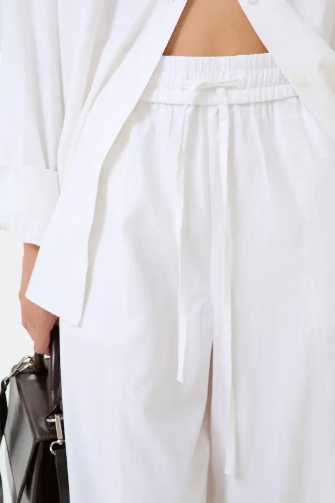 Izza Linen MW Pants | Bright White - Pants