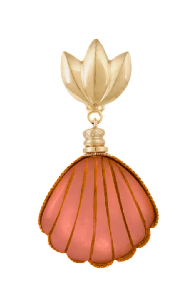 Sanibel Shell Earrings in Orange Coral - Earrings