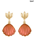 Sanibel Shell Earrings in Orange Coral - Earrings