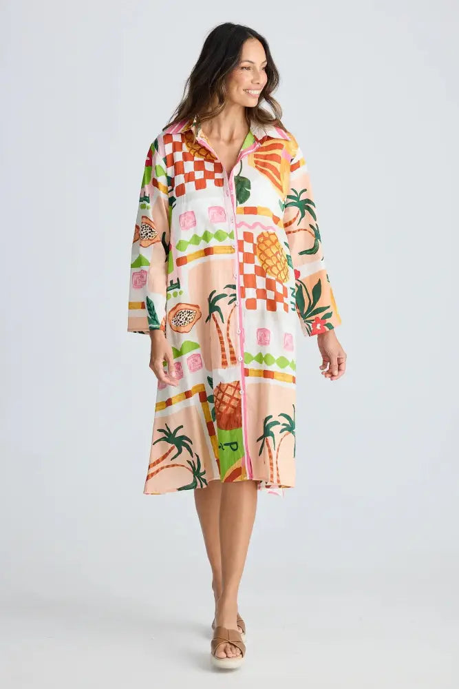 Stella Shirt Dress | Tropical Fiesco - S/M - Dresses