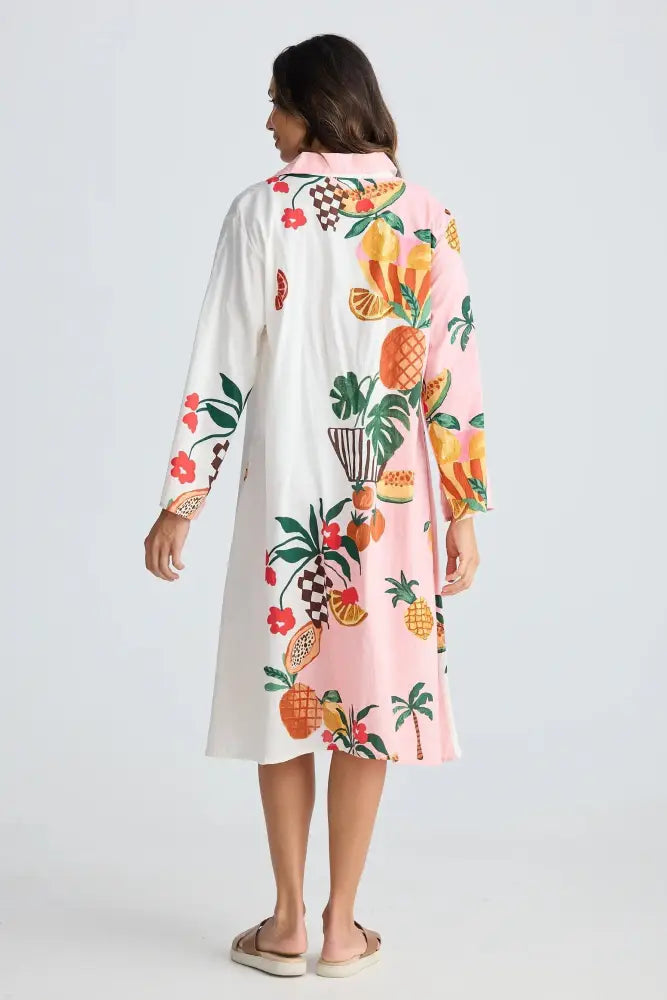 Stella Shirt Dress | Tropical Fruit Print - Dresses