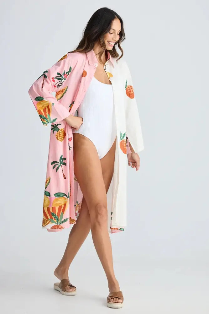 Stella Shirt Dress | Tropical Fruit Print - Dresses
